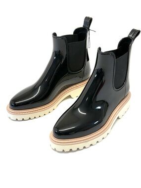 Dolce Vita Stormy H2O Black Patent Waterproof Chelsea Rain Boots Size 8M